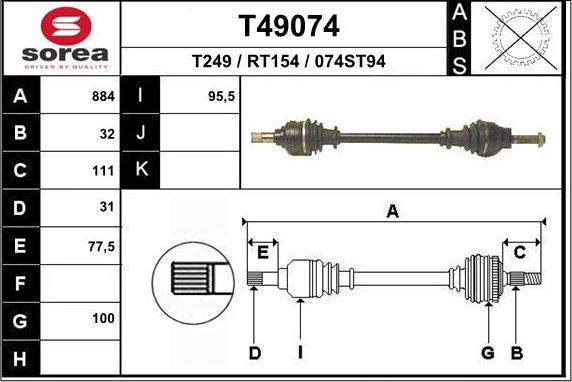 EAI T49074 - Albero motore / Semiasse autozon.pro