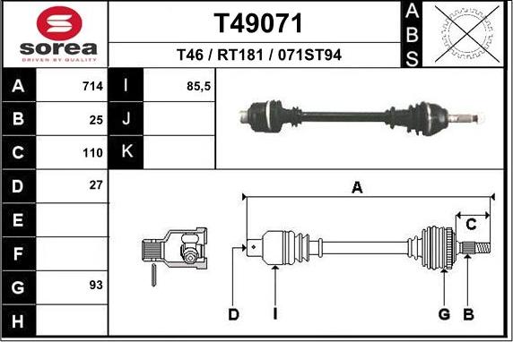 EAI T49071 - Albero motore / Semiasse autozon.pro