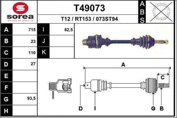 EAI T49073 - Albero motore / Semiasse autozon.pro