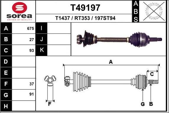 EAI T49197 - Albero motore / Semiasse autozon.pro