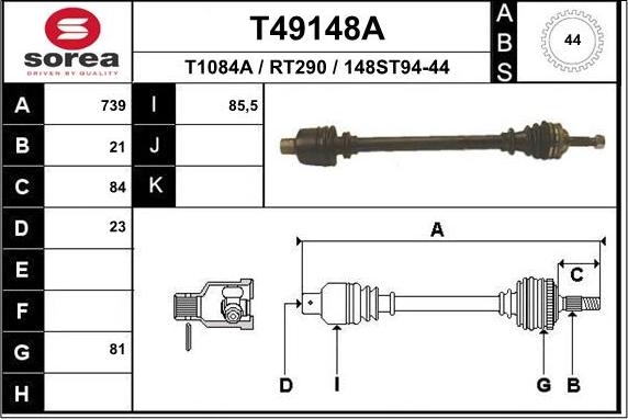 EAI T49148A - Albero motore / Semiasse autozon.pro