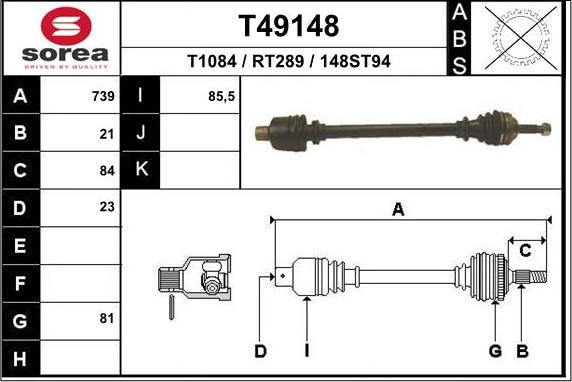 EAI T49148 - Albero motore / Semiasse autozon.pro