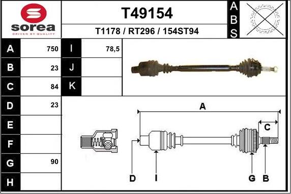 EAI T49154 - Albero motore / Semiasse autozon.pro