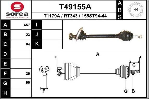 EAI T49155A - Albero motore / Semiasse autozon.pro