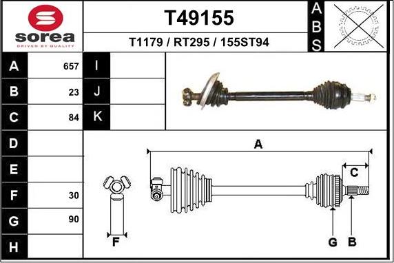 EAI T49155 - Albero motore / Semiasse autozon.pro