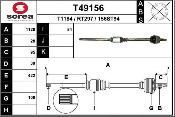 EAI T49156 - Albero motore / Semiasse autozon.pro