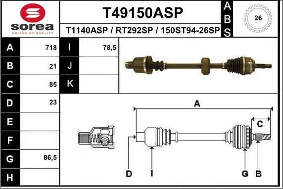 EAI T49150ASP - Albero motore / Semiasse autozon.pro