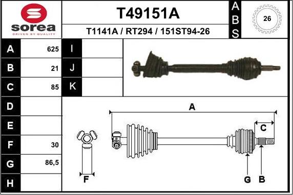 EAI T49151A - Albero motore / Semiasse autozon.pro