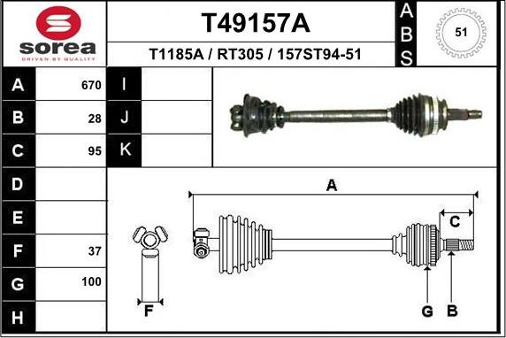 EAI T49157A - Albero motore / Semiasse autozon.pro