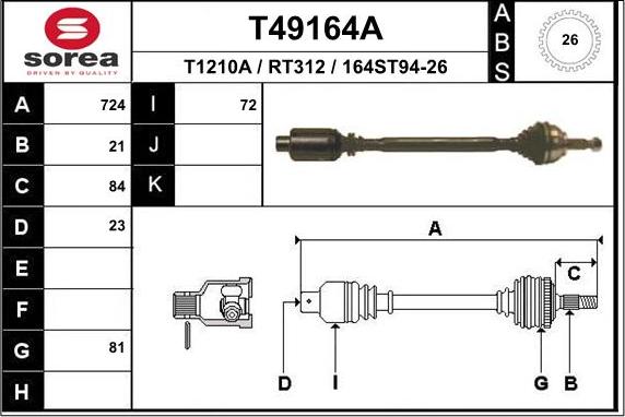 EAI T49164A - Albero motore / Semiasse autozon.pro