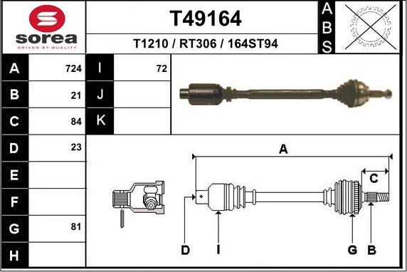 EAI T49164 - Albero motore / Semiasse autozon.pro