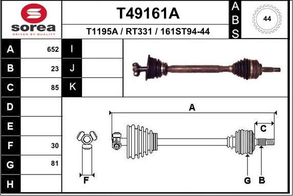 EAI T49161A - Albero motore / Semiasse autozon.pro