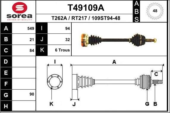 EAI T49109A - Albero motore / Semiasse autozon.pro