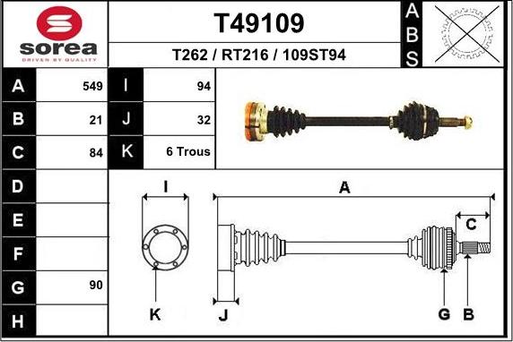 EAI T49109 - Albero motore / Semiasse autozon.pro