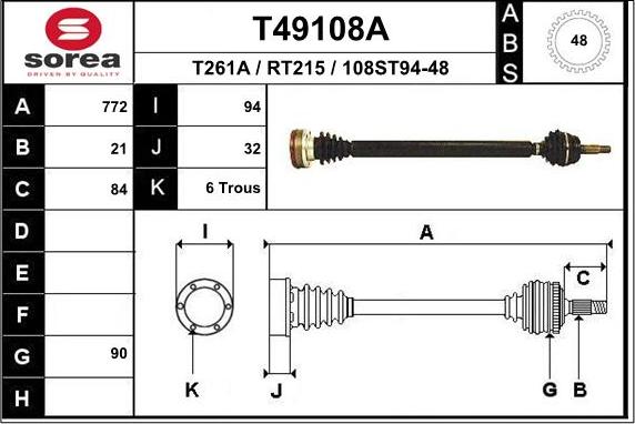 EAI T49108A - Albero motore / Semiasse autozon.pro