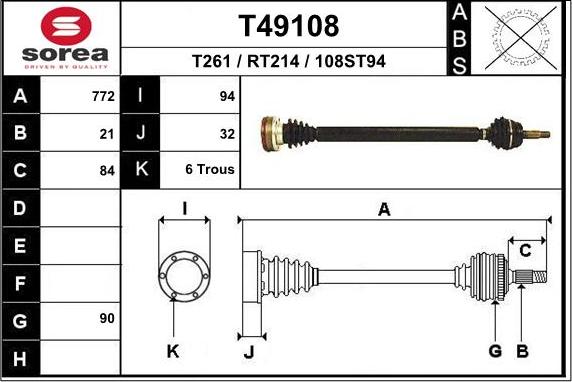 EAI T49108 - Albero motore / Semiasse autozon.pro