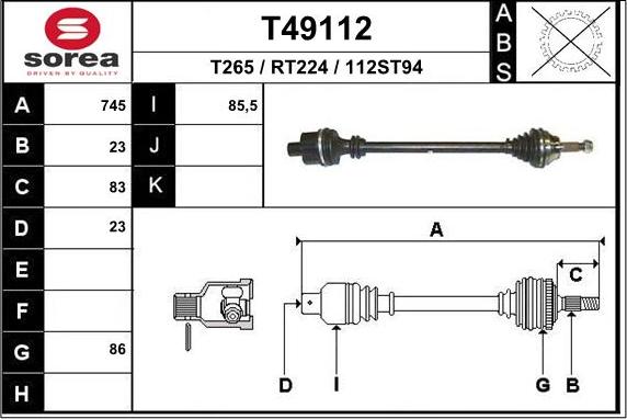 EAI T49112 - Albero motore / Semiasse autozon.pro