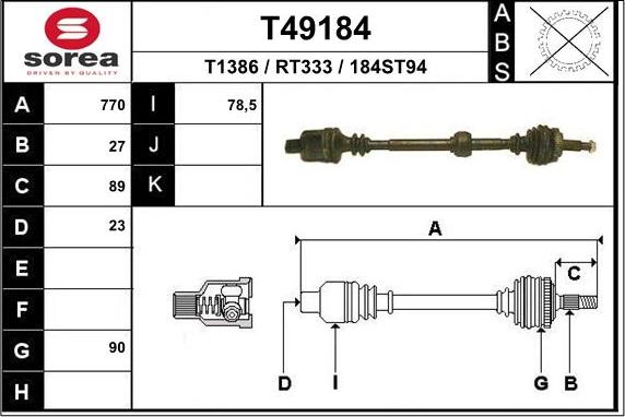 EAI T49184 - Albero motore / Semiasse autozon.pro