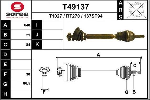 EAI T49137 - Albero motore / Semiasse autozon.pro