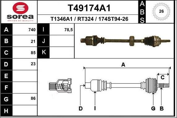 EAI T49174A1 - Albero motore / Semiasse autozon.pro