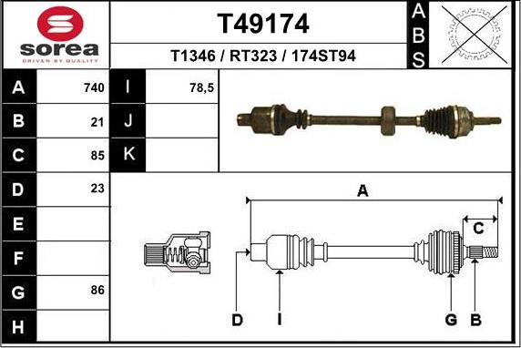 EAI T49174 - Albero motore / Semiasse autozon.pro