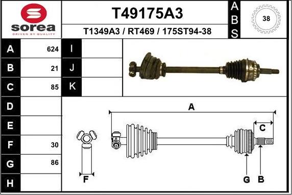 EAI T49175A3 - Albero motore / Semiasse autozon.pro