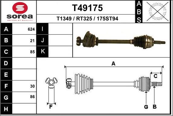 EAI T49175 - Albero motore / Semiasse autozon.pro