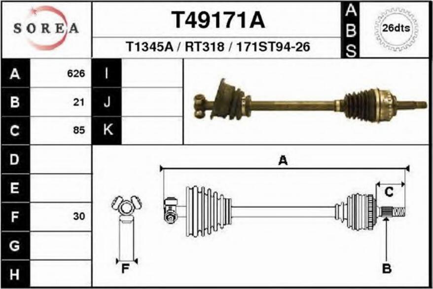 EAI T49171A - Albero motore / Semiasse autozon.pro