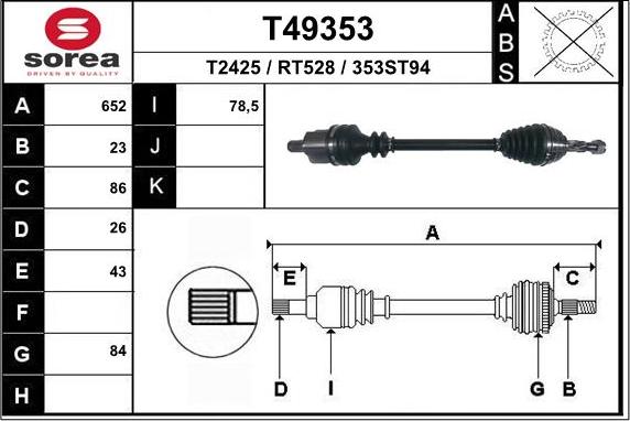 EAI T49353 - Albero motore / Semiasse autozon.pro