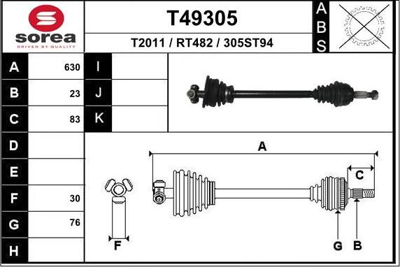 EAI T49305 - Albero motore / Semiasse autozon.pro