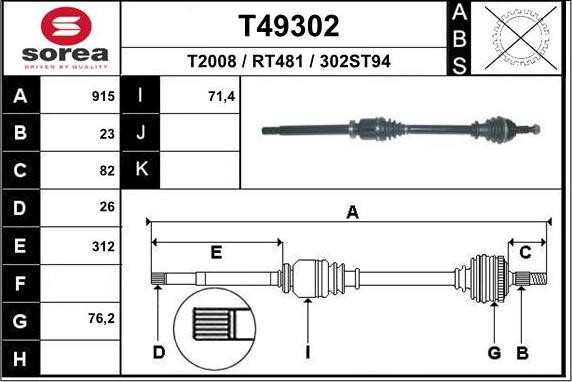 EAI T49302 - Albero motore / Semiasse autozon.pro