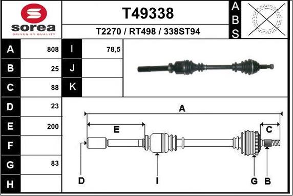 EAI T49338 - Albero motore / Semiasse autozon.pro