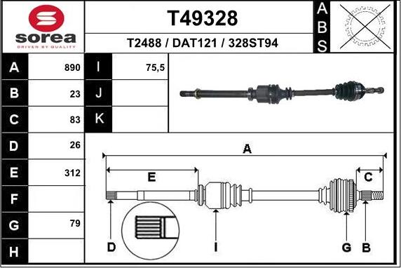 EAI T49328 - Albero motore / Semiasse autozon.pro