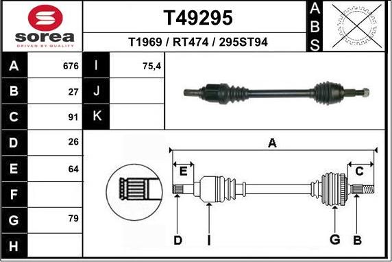 EAI T49295 - Albero motore / Semiasse autozon.pro