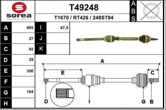 EAI T49248 - Albero motore / Semiasse autozon.pro