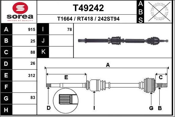 EAI T49242 - Albero motore / Semiasse autozon.pro