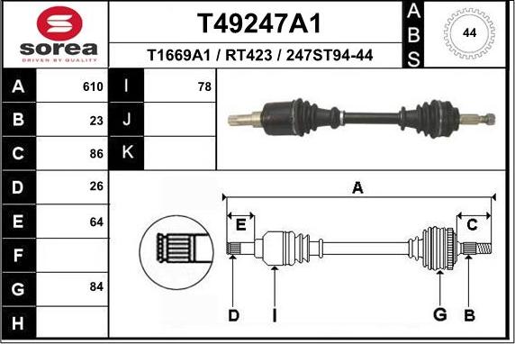 EAI T49247A1 - Albero motore / Semiasse autozon.pro