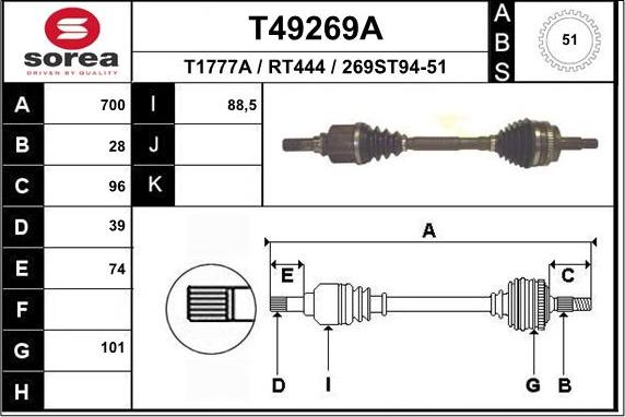 EAI T49269A - Albero motore / Semiasse autozon.pro