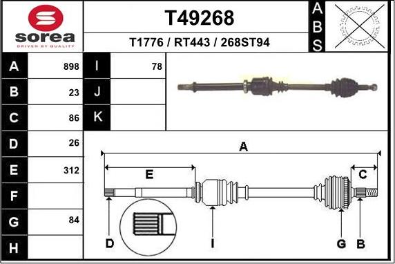 EAI T49268 - Albero motore / Semiasse autozon.pro