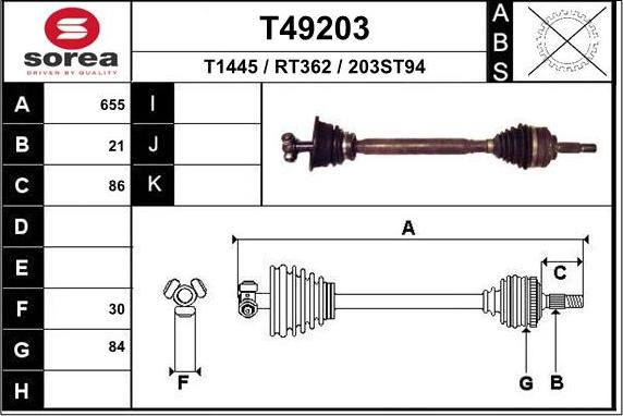 EAI T49203 - Albero motore / Semiasse autozon.pro