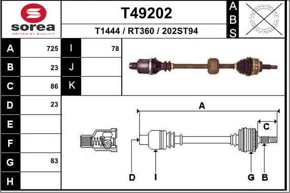 EAI T49202 - Albero motore / Semiasse autozon.pro