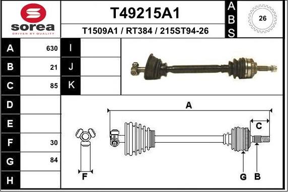 EAI T49215A1 - Albero motore / Semiasse autozon.pro