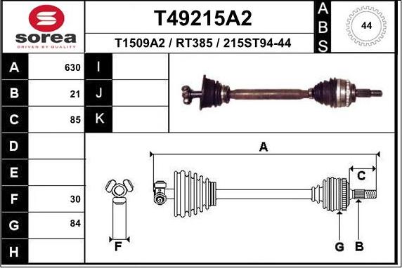 EAI T49215A2 - Albero motore / Semiasse autozon.pro