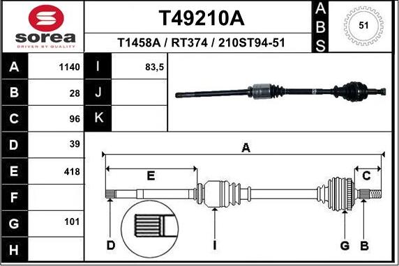 EAI T49210A - Albero motore / Semiasse autozon.pro