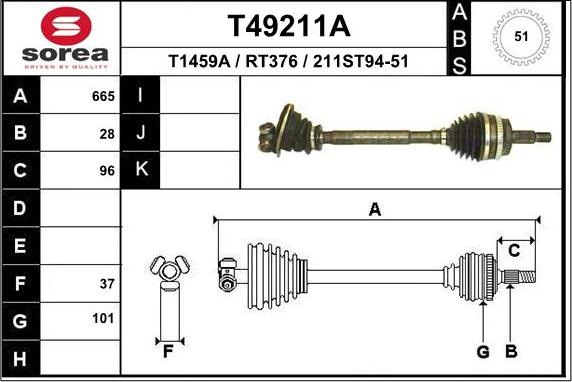 EAI T49211A - Albero motore / Semiasse autozon.pro