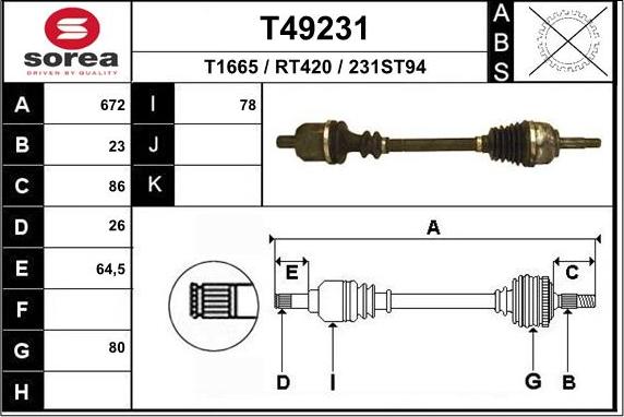 EAI T49231 - Albero motore / Semiasse autozon.pro