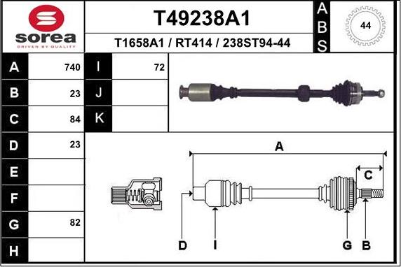 EAI T49238A1 - Albero motore / Semiasse autozon.pro