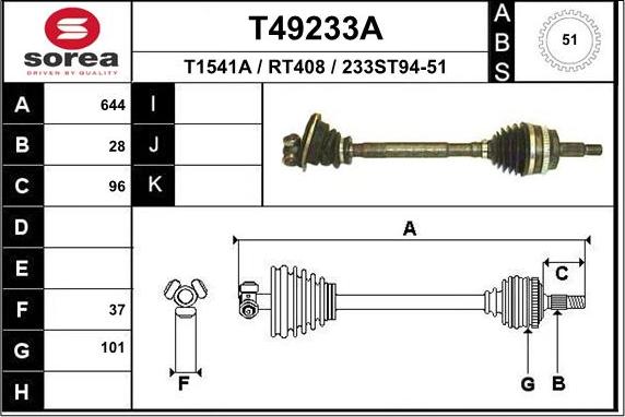 EAI T49233A - Albero motore / Semiasse autozon.pro