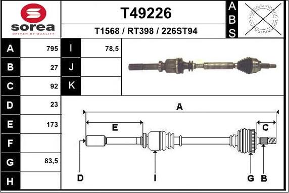 EAI T49226 - Albero motore / Semiasse autozon.pro