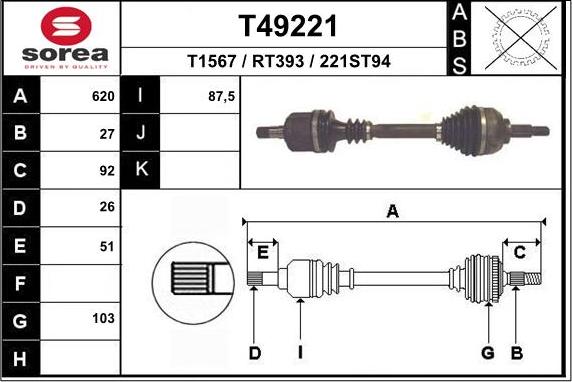 EAI T49221 - Albero motore / Semiasse autozon.pro